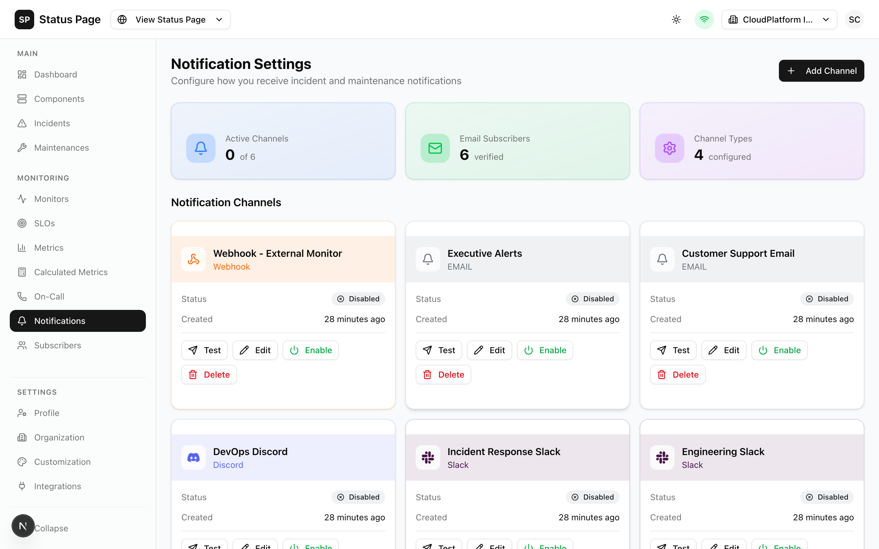 Notifications Settings